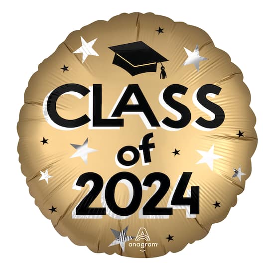 18&#x22; Gold Class of 2024 Graduation Foil Balloon